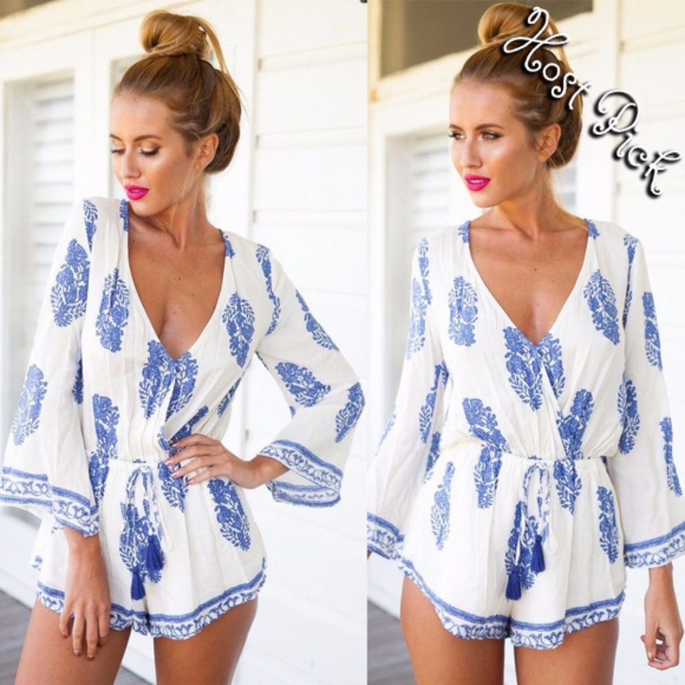 Last 4!  Vintage Beach Print Romper
